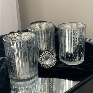 Bling and glitzy Mercury glass trio
